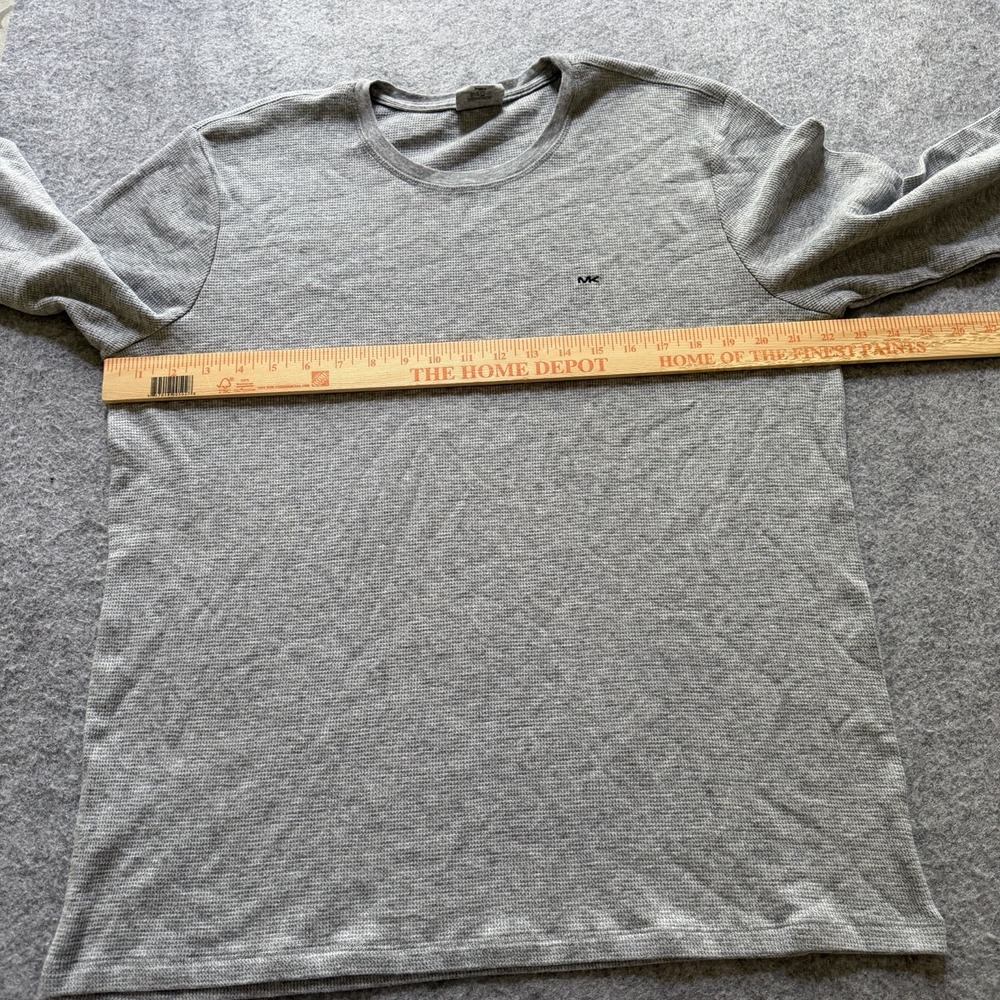 Michael Kors Men's Waffle Knit Long Sleeve Thermal Shirt Heather Gray Size M - Picture 5 of 7